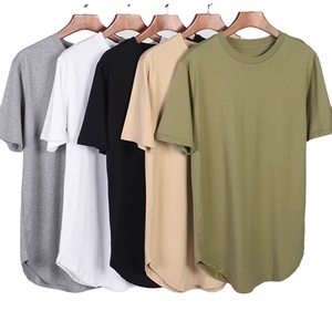 เสื้อยืดแขนสั้นผู้ชายทรงโอเวอร์ไซส์ คอกลม ผ้าเจอร์ซีย์คอตตอนสีพื้น ระบายอากาศได้ดี ทรงยาว - Product Image 1