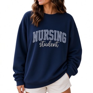 Sudadera Oversize de Cuello Alto para Mujer, Verde, con Estampado de Letras 'Nurse', Ropa Personalizada al por Mayor - Product Image 3
