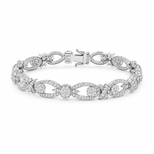 Pulsera de Diamantes en Oro Blanco de 18K con Cadena de Eslabones Infinitos y Diamantes Cultivados en Laboratorio, Pulsera de Lujo Personalizable - Product Image 2