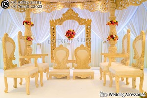 Ensemble de chaises de mariage en bois massif de qualité supérieure pour la décoration de Mandap – Prix de gros - Product Image 6