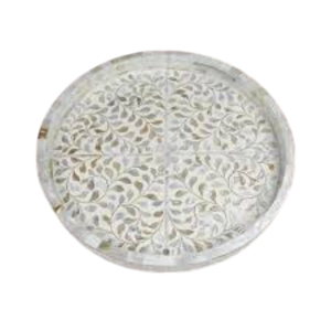 Fancy Rectangular Mother Of Pearl Serving Tray Wood Tray For Coffee Table Luxury Decorative Handmade Eating Platter With <b>Handles</b> - Product Image 4