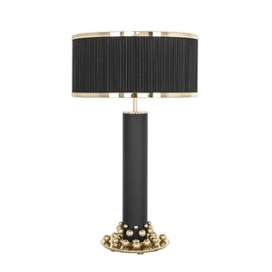 Lampe de table noire et or de luxe pour la décoration intérieure, lampe de table avec abat-jour en tissu, fournisseur de lampes décoratives haut de gamme en Inde - Product Image 6