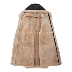 Chaqueta de cuero de oveja B3, abrigo Parka de cuero de piel de oveja auténtica con capucha de piel sintética desmontable, chaqueta de cuero cálida para invierno para niños - Product Image 5