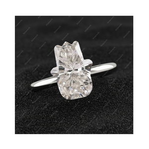 Bague de fiançailles solitaire en argent plaqué or 925 avec diamant de laboratoire DEF VVS VS certifié GIA IGI, main de Hamsa originale, cadeaux - Product Image 1