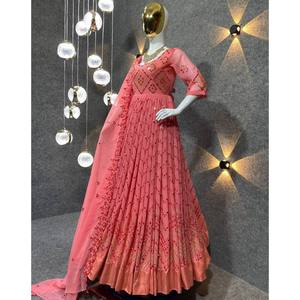 Robe de soirée Anarkali pour femmes avec ensemble Pent et Dupatta - Product Image 2