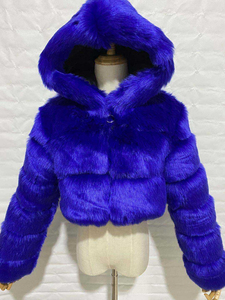 Veste en cuir PU respirante pour femme avec fourrure de renard, col amovible, capuche, manteau d'hiver chaud, couleur unie, manches longues, longueur courte - Product Image 5
