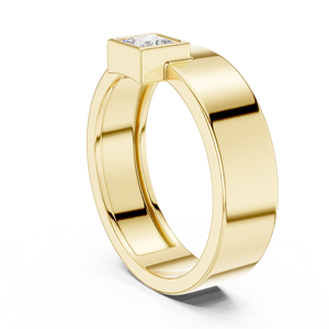 Bague signet solitaire pour homme en or jaune avec diamant de laboratoire taille princesse |   Bague de mariage moderne de luxe - Product Image 4