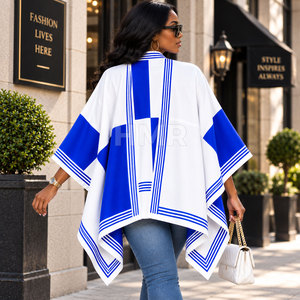 Suéter Acrílico Informal de Invierno para Mujer, Estilo Sorority HMR, Cálido y Suave, Capa a Cuadros, Poncho Tejido - Product Image 4