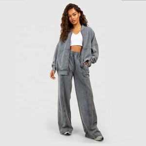 Ensembles de survêtement en coton 2 pièces pour femmes avec sweats à capuche zippés et pantalons de survêtement tenue de jogging - Product Image 4