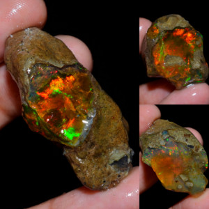 Lot de 3 pièces d'opale éthiopienne Welo Fire Oily naturelle à 100 %, qualité AAA, pierre brute, certifiée par un tiers, pour la fabrication de bijoux - Product Image 1