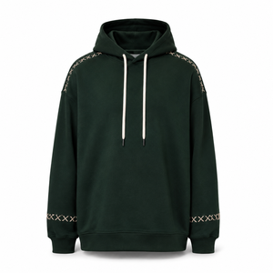 Sudadera Extra Grande Color Verde Bosque, Corte Cuadrado, Hombros Caídos, Estilo Urbano, Personalizable OEM - Product Image 1