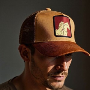 Gorra Trucker de Malla Marrón Personalizada con Aplique de Caballo en el Panel Frontal, Ajustable, Unisex, Casual, de Moda, para Playa, OEM 2026 - Product Image 6