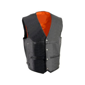 Chaleco de Motociclismo Samroz Sports, de Cuero Genuino, Cuello en V, Cierre de Cremallera, Transpirable, Anti-Pilling, Anti-Arrugas, Casual, para Hombre - Product Image 1