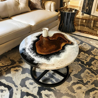 Table à manger en résine artisanale moderne, design artistique, table basse imperméable pour salon, pour les célébrations de mariage et d'anniversaire
