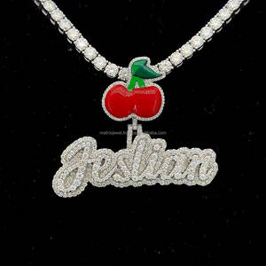 Fruit Bail diamant pendentif argent massif glacé diamant Logo Bail nuit lueur dans l'obscurité émail nom personnalisé diamant pendentif - Product Image 3
