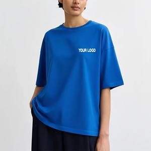 OEM New Fashionable Unique Design Ladies T-shirts Best Quality Breathable Oversized Drop Shoulder 100% Cotton Oneck Custom Logo - Product Image 1
