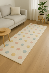 handmade luxury <b>carpet</b> white color multicolor circle design unique pattern eco friendly for home decor - Product Image 3