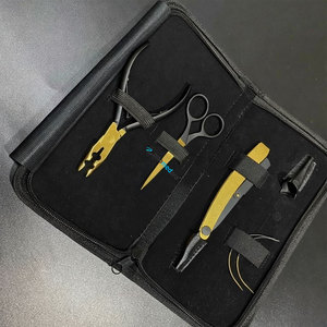 Outils d'extension de cheveux en acier inoxydable noir et or, outil de séparation des cheveux, aiguille en forme de C, ciseaux ZETOMED PRO - Product Image 2