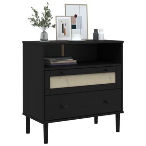 SENJA massello in legno di pino credenza Rattan Look in 31.5 nero "x 15.7" x 31.5" - Product Image 3