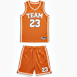 Ensemble d'uniformes de basketball et de football sans coutures très demandés – Débardeur et short orange avec logo d'équipe personnalisé sur le devant - Product Image 1