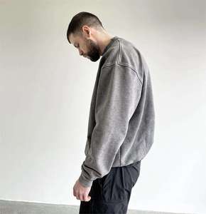 Sweat-shirt vintage d'hiver brodé à col montant, effet vieilli, coupe oversize, délavage acide, en molleton 400G, style streetwear, vêtement premium - Product Image 5