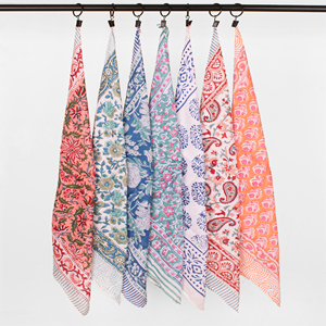 Indian Hand Block Printed Cotton Bandana <b>Boho</b> Gift For <b>Men</b> & Women Floral <b>Scarf</b> Organic Neck Or Hair Wrap Sustainable Accessory - Product Image 5