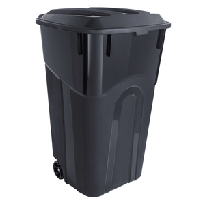 Confezione da 2 contenitori per rifiuti in plastica resistente da 32 galloni con coperchio attaccato - Nero - Product Image 2