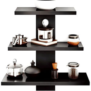 Estante de Pared de Madera para Decoración del Hogar, Acabado Brillante, Juego de 1, Negro - Product Image 1