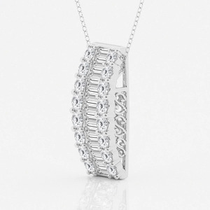 Collar con Colgante de Barra de Diamante Cultivado en Laboratorio, Corte Baguette, Oro Blanco - Product Image 4