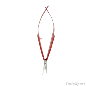Tijeras Rectas de Acero Inoxidable con Mango Recubierto de Rojo, Tijeras Profesionales para Recortar Pestañas y Cejas, Alta Calidad - Product Image 3