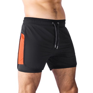 OEM Contrasting Color Custom Breathable <b>Mid</b> Waist Short Shorts for Men Training Quick Dry Fitness Running Double <b>Layer</b> Worsted - Product Image 1