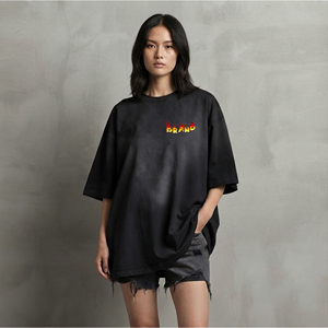 เสื้อยืดสไตล์ลำลองพรีเมียมสำหรับผู้หญิงยุคใหม่ ให้ความสบายระบายอากาศได้ดีด้วยเทคนิคการฟอกสีแบบแอซิดวอช - Product Image 4