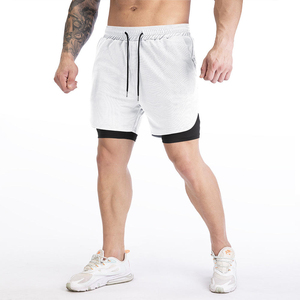 Two <b>Layer</b> Compression Casual Mens Shorts Front Pocket Performance Athletic Training Spandex/Cotton Quick Dry <b>Mid</b> Waist - Product Image 3