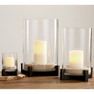 Set Of Two Black Metal And Glass <b>Lantern</b> With Lid Straight Shape For Home Decoration Heat Resistant Candle Holder - Product Image 5