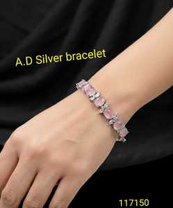 สร้อยข้อมือดีไซน์เนอร์หินรีสีชมพูเคลือบสีเงินสุดหรูสำหรับผู้หญิงงานแต่งงานงานเลี้ยงครบรอบชุดเครื่องประดับแฟชั่น - Product Image 1