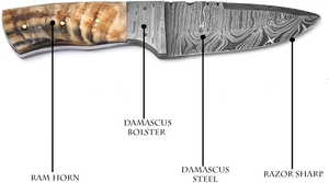 Couteau de chasse/découpe personnalisable en acier inoxydable OEM avec manche en bois Pakka, étui en cuir, fabrication artisanale, marque ZA DAMASCUS MAKERS - Product Image 3