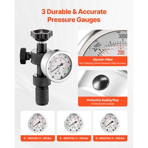 Kit di ricarica idraulico completo per accumulatore di azoto con 3 manometri (1500-6000 PSI) - Sistema di test pressione e accessori per utensili idraulici - Product Image 4