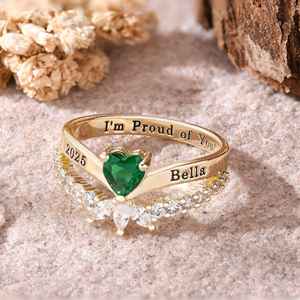 Anillo de Graduación Universitario Personalizado BOJ School Ring 057, Anillo de Colegio Secundario para Ella, con Piedra de Nacimiento, Plata 925, ¡Oferta! - Product Image 1