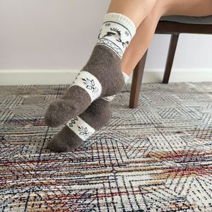Wholesale <b>Women</b> Crew <b>Socks</b> 100% <b>Wool</b> Knitted Winter Warm Animal Print Thermo Thick Regular Style Daily Use - Product Image 1