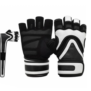 Gants de sport professionnels en cuir à demi-doigts, antidérapants, résistants à l'usure, avec fermeture auto-agrippante, respirants, pour l'haltérophilie et l'entraînement des adultes - Product Image 1