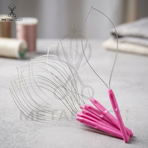 Pink Handle Micro Links Wire Loop Needle For Installation and Removal Tools, Hair Extension Threading <b>Puller</b> Salon Equipment - Product Image 6