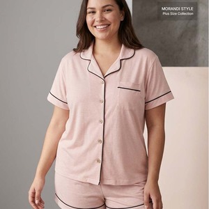 Plus Size Pajamas Modal Ice Silk Shorts Set Sleepwear Custom Women Nightwear Short Sleeve Big Homewear Loose Casual Cooling