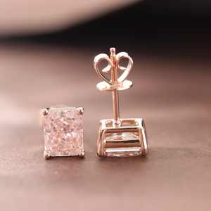 Pendientes Cuadrados de Plata de Ley S925 con Baño de Rodio, Pendientes de Diamantes Moissanite VVS de Lujo Cultivados en Laboratorio para Mujer - Product Image 6