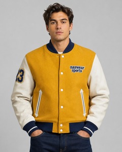 Unique Design Men Classic Wool Varsity <b>Jacket</b> for men Wholesale price Breathable Men varsity <b>Jacket</b> With <b>Leather</b> Sleeves - Product Image 1
