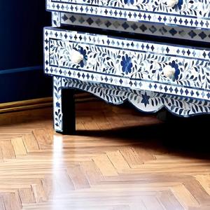 Cajón con Incrustaciones de Hueso de ILAHI, Diseño Moderno con Detalles de Ágata, Mueble Portátil para el Hogar - Product Image 5