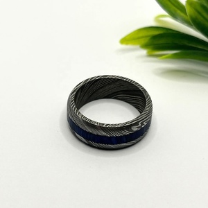 Men's Unique Engagement Damascus Steel Wedding Band 8mm Whiskey Barrel <b>Ring</b> Fashionable Gift for Him - Product Image 6