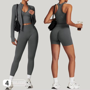Nouvel ensemble soutien-gorge et short sexy sans couture, mat et écologique, avec crop top sans manches et pantalon taille haute push-up pour le yoga et les activités sportives - Product Image 1