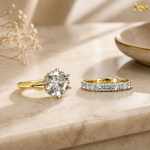 Ensemble de bagues solitaires en diamant de laboratoire |   Bague de mariage en or massif 9K/14K/18K avec diamant DEF taille brillant 2.0 carats, clarté VVS2, excellente taille - Product Image 4