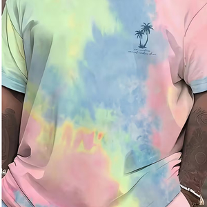 Conjunto Casual de Verano para Hombre, Fabricante, 2 Piezas, Pantalones Cortos Cargo de Algodón, OEM, ODM, Suministro al por Mayor, Tie Dye - Product Image 5