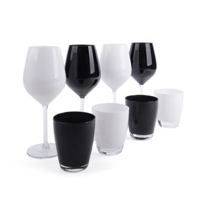 Juego de cristalería Excelsa, 4 copas de vino y vasos de color blanco y negro - Product Image 1